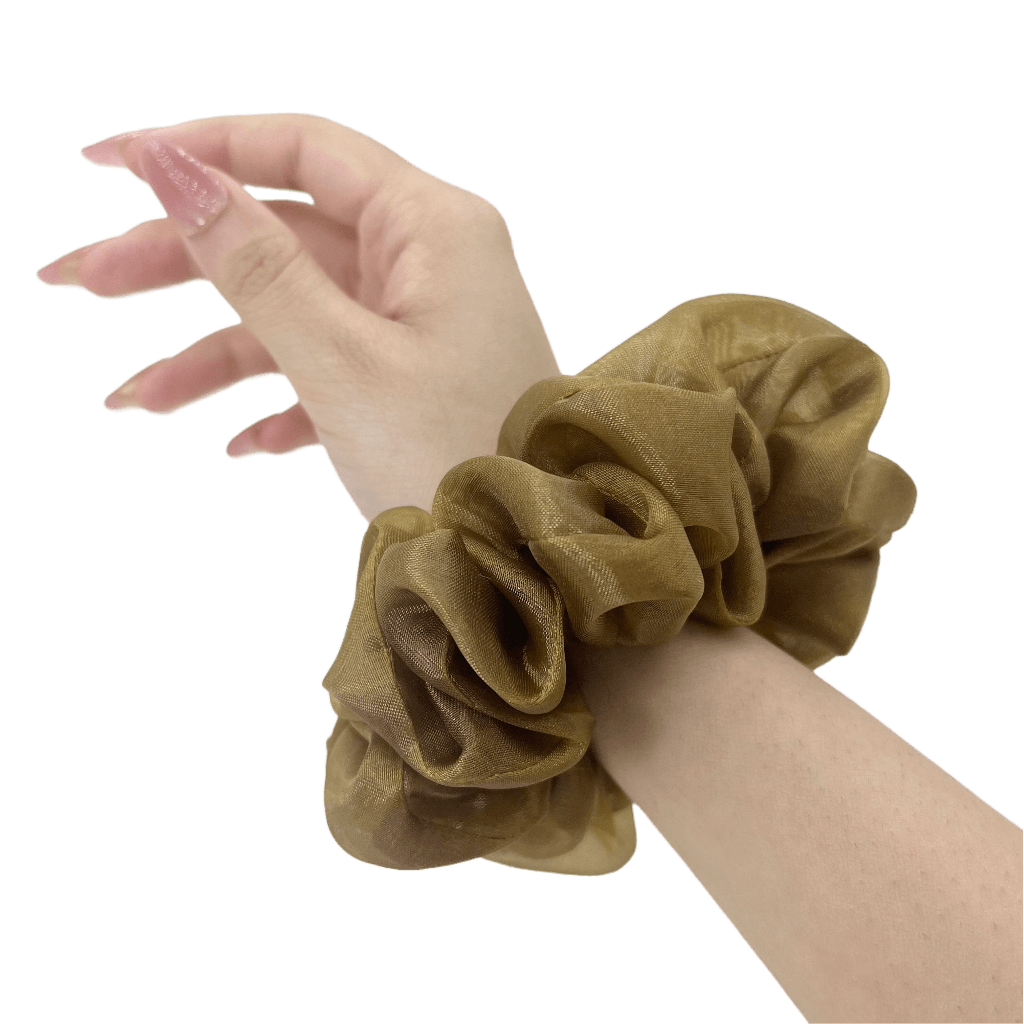 Organza Handmade Scrunchie – on hand – Glossy Gold Color