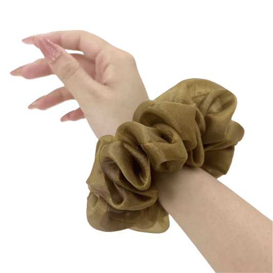 Organza Handmade Scrunchie – on hand – Glossy Gold Color