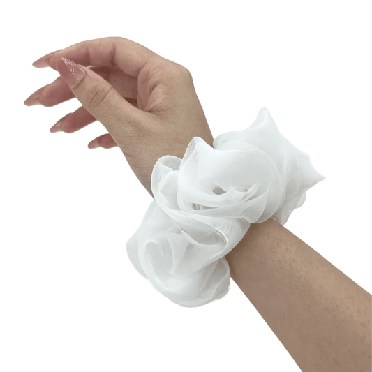 Organza Handmade Scrunchie – on hand – Pearl White Color