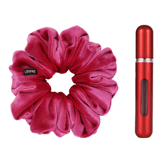 Very Berry Velvet Scrunchie and So Red Mini Perfume Refillable Spray Bottle Gift Set