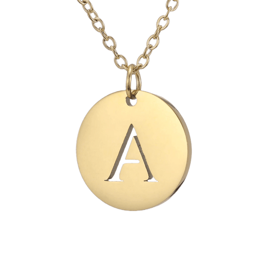 Alphabet Necklace - Gold Plated - with letter A Pendent