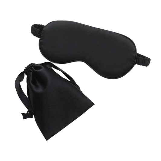 Sleep Eye Mask – with matching pouch - Satin Silk – Black Color