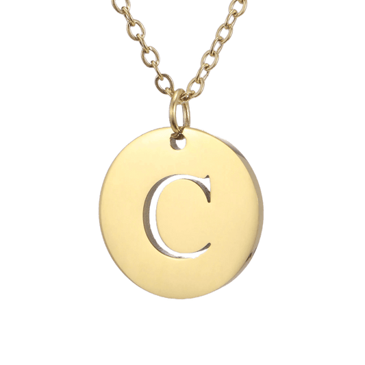 Alphabet Necklace - Gold Plated - with letter C Pendent