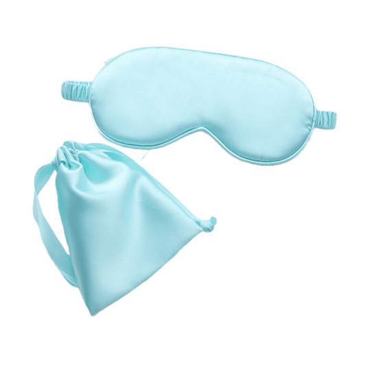 Sleep Eye Mask – with matching pouch - Satin Silk – Cyan Color