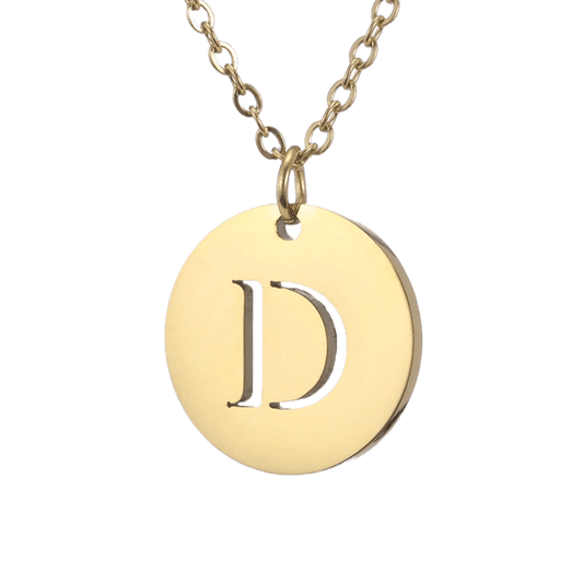 Alphabet Necklace - Gold Plated - with letter D Pendent