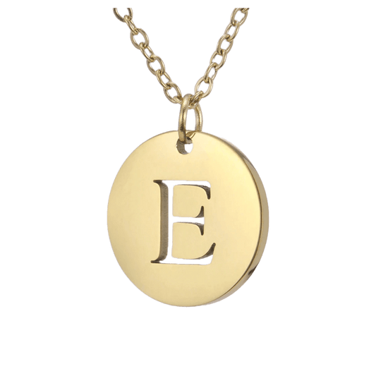 Alphabet Necklace - Gold Plated - with letter E Pendent