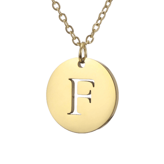 Alphabet Necklace - Gold Plated - with letter F Pendent