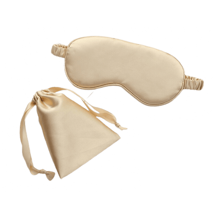 Sleep Eye Mask – with matching pouch - Satin Silk – Golden Color