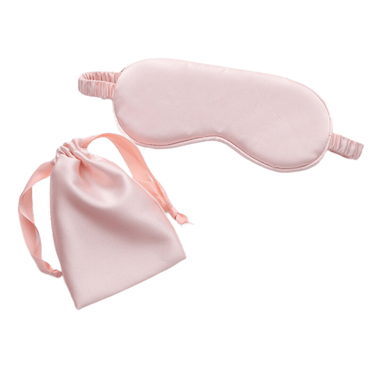 Sleep Eye Mask – with matching pouch - Satin Silk – Gold Pink Color