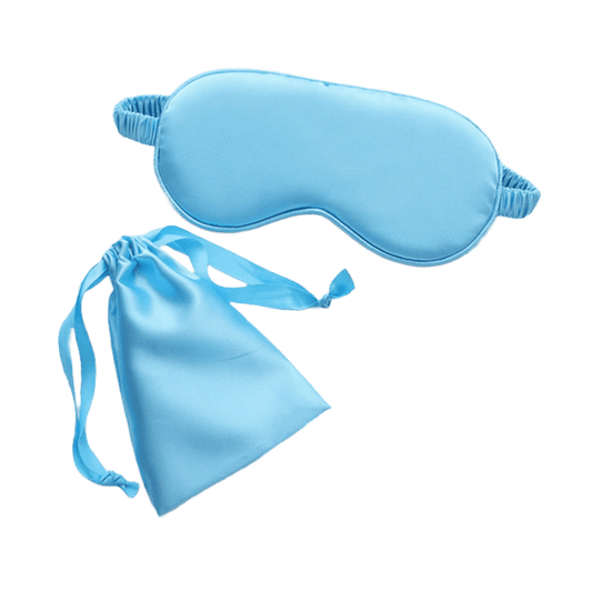 Sleep Eye Mask – with matching pouch - Satin Silk – Light Blue Color