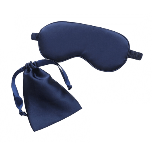 Sleep Eye Mask – with matching pouch - Satin Silk – Navy Blue Color