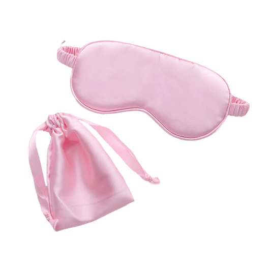 Sleep Eye Mask – with matching pouch - Satin Silk – Pink Color