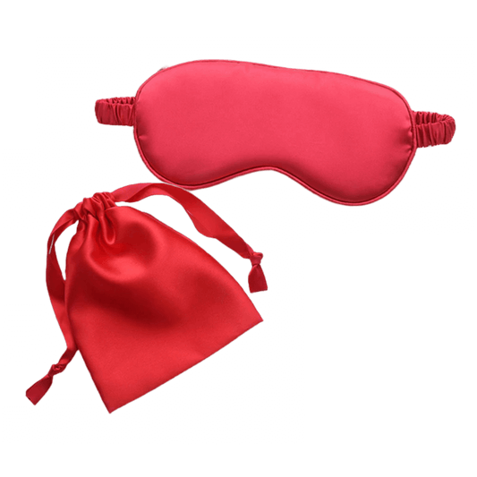 Sleep Eye Mask – with matching pouch - Satin Silk – Red Color