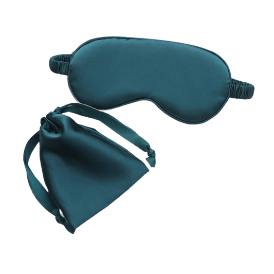 Sleep Eye Mask – with matching pouch - Satin Silk – Teal Color