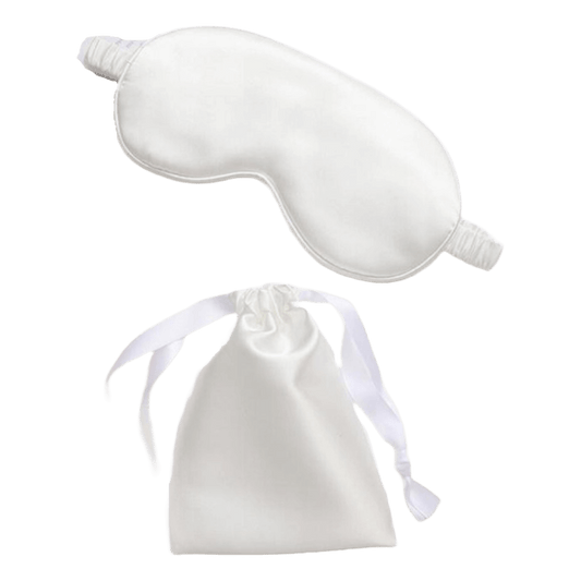 Sleep Eye Mask – with matching pouch - Satin Silk – White Color