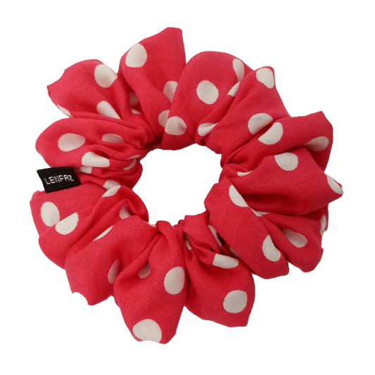 Polka Dot Scrunchie - Handmade – Bright Coral Pink Color