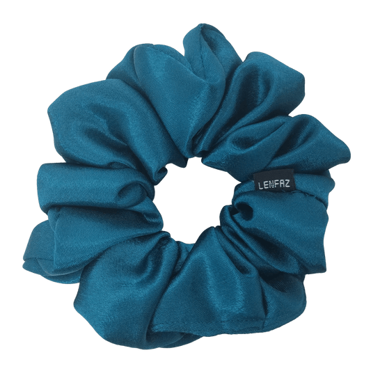 Satin Silk Scrunchie - Handmade – Deep Turquoise Color