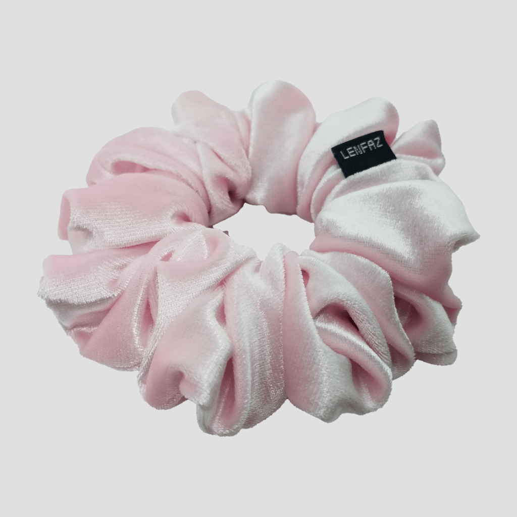 Petal Pink Velvet Scrunchie - Champagne Gold Mini Perfume Spray Btl.