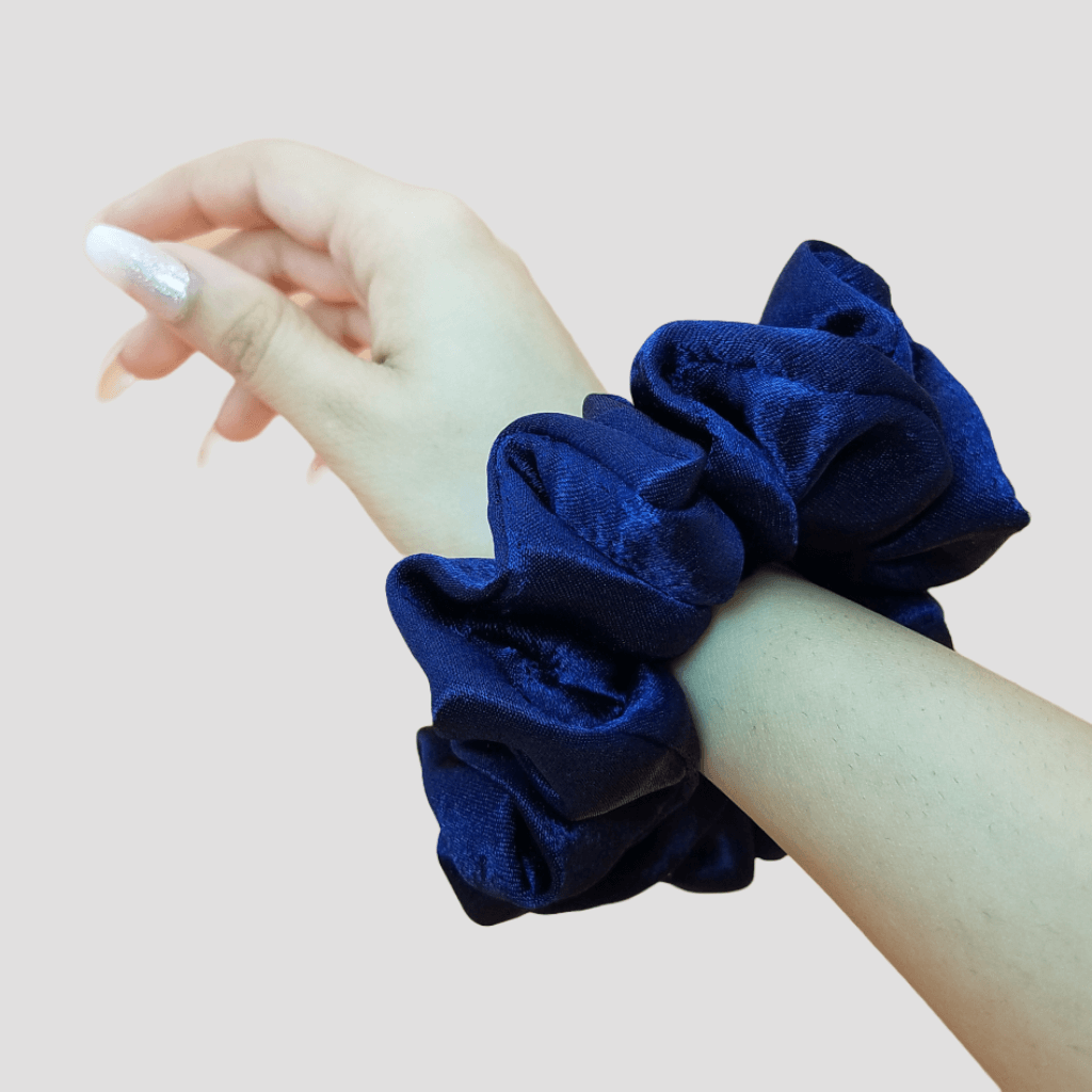 Midnight Blue Satin Silk Scrunchie - Sage Green Mini Perfume Spray Btl.