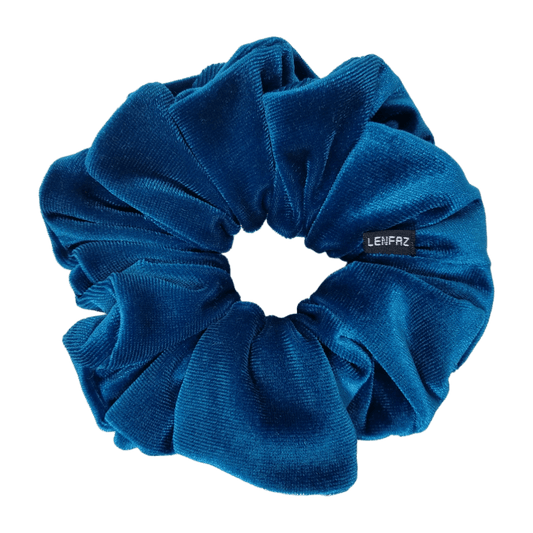 Velvet Scrunchie - Handmade – Peacock Blue Color