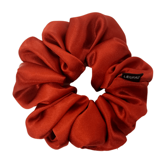 Satin Silk Scrunchie - Handmade – Crimson Red Color