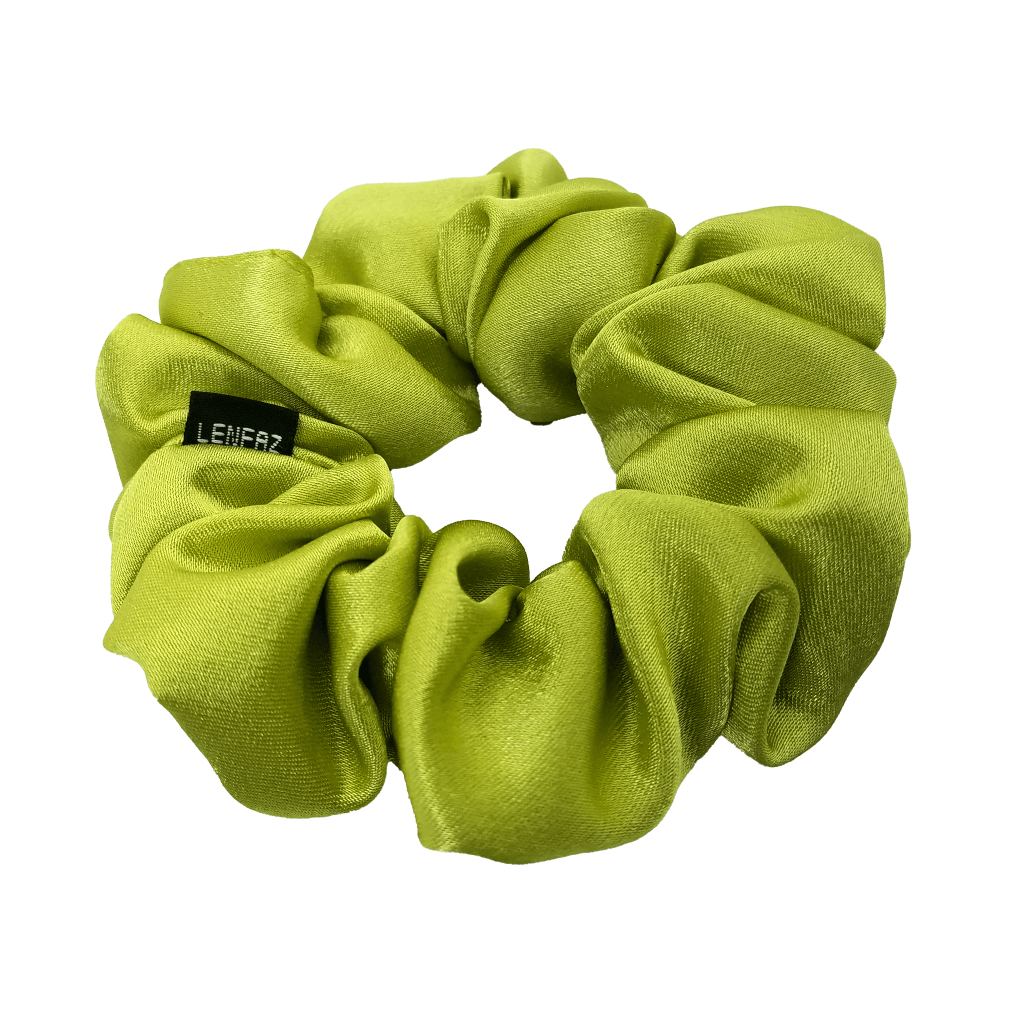 Satin Silk Scrunchie - Handmade – Lime Green Color