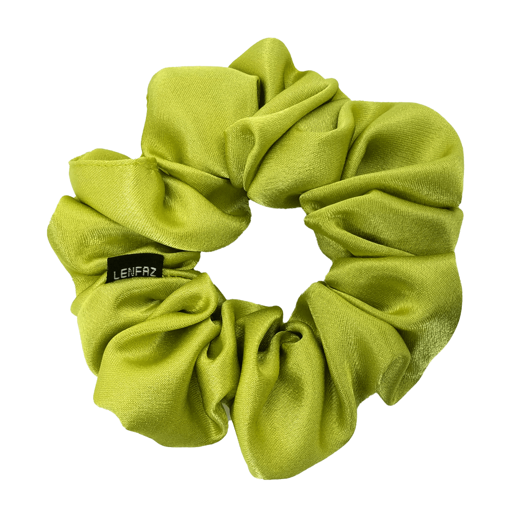 Satin Silk Scrunchie - Handmade – Lime Green Color