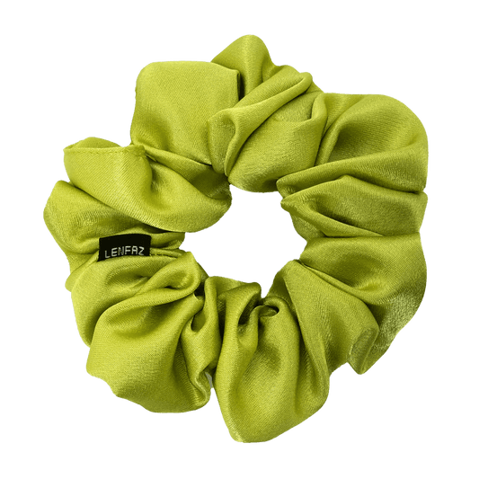 Satin Silk Scrunchie - Handmade – Lime Green Color