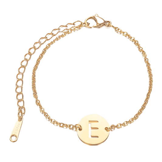 Alphabet Bracelet - Gold Plated - with letter E Pendent