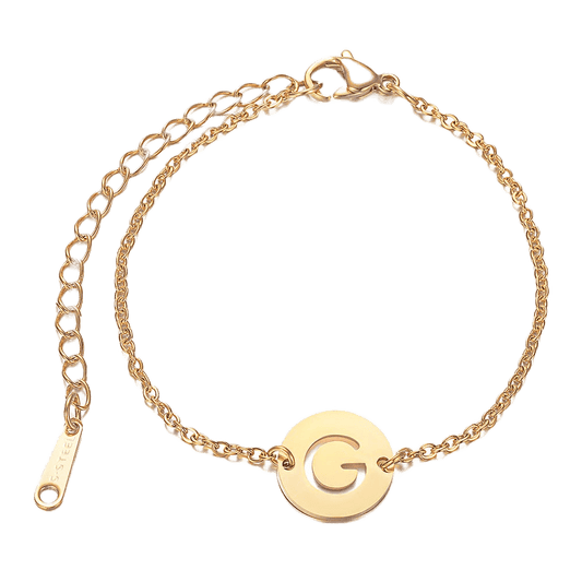 Alphabet Bracelet - Gold Plated - with letter G Pendent