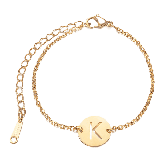 Alphabet Bracelet - Gold Plated - with letter K Pendent