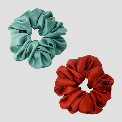 2 Satin Silk Handmade Scrunchies - Gift Set