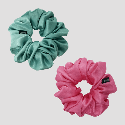 2 Satin Silk Handmade Scrunchies - Gift Set