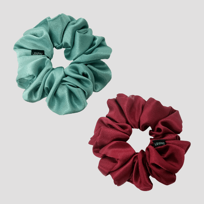 2 Satin Silk Handmade Scrunchies - Gift Set