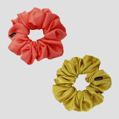2 Satin Silk Handmade Scrunchies - Gift Set