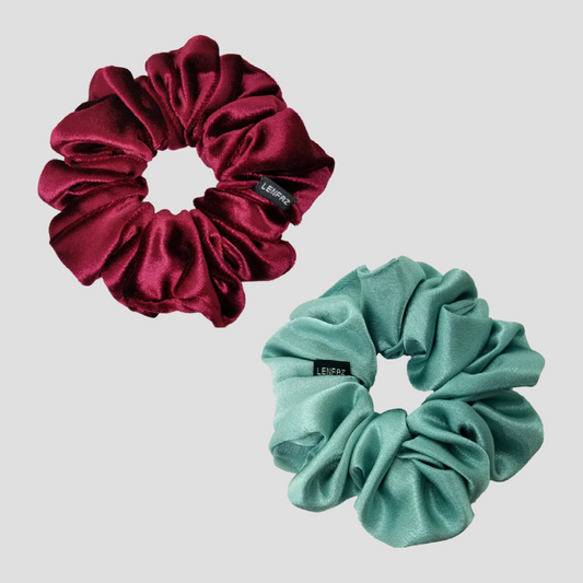 1 Velvet 1 Satin Silk Scrunchies Gift Set