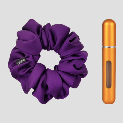 Plum Purple Matte Silk Scrunchie - Sunset Yellow Mini Perfume Spray Btl.