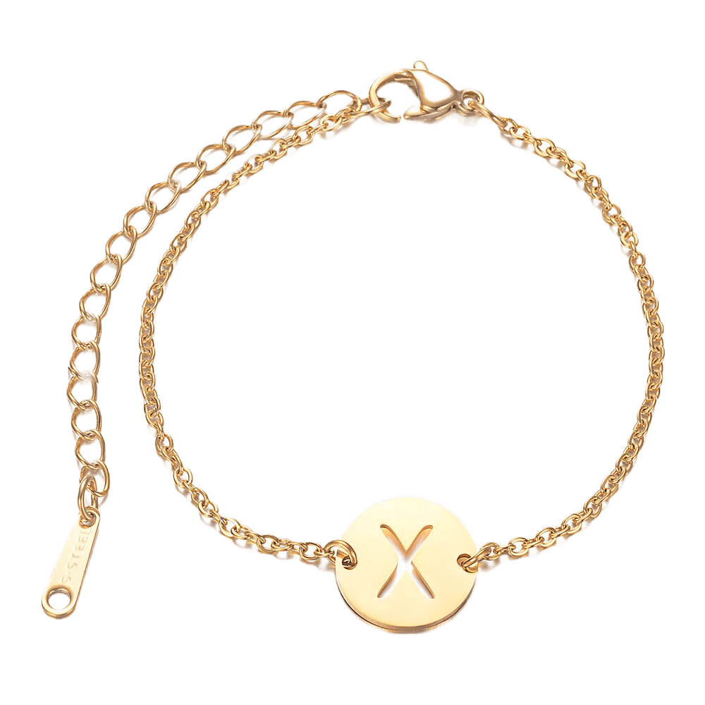 Alphabet Bracelet - Gold Plated - with letter X Pendent